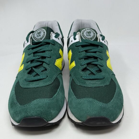 New Balance 574 V2 Classic Sneakers Mens 10.5 D Green Yellow Suede Running Shoes - Picture 6 of 15